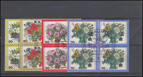 473-476 Wofa Blumensträuße 1974, Viererblöcke, Satz ESSt Berlin