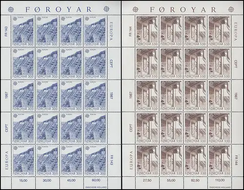 Dänemark-Färöer 149-150 Europaunion CEPT 1987 - Kleinbogen-Satz ** / MNH