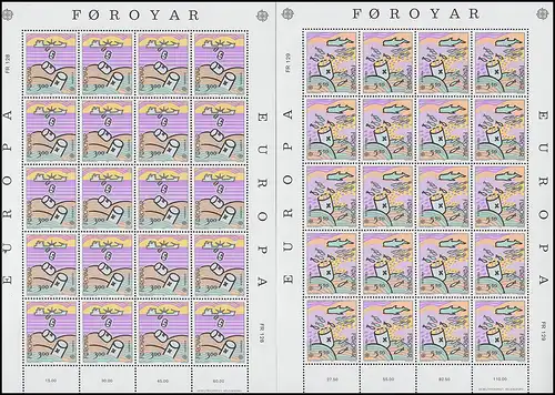 Danemark-Févriers 134-35 Union européenne CEPT 1986 - Taux de petites feuilles ** / MNH