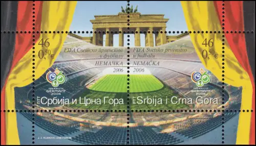 Yougoslavie bloc 64 Coupe du monde 2006: Stade et Porte de Brandebourg ** / MNH