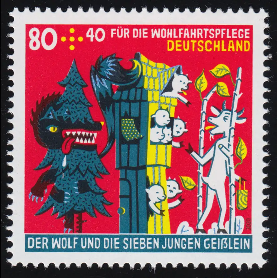 3522 Wofa contes de fées Le loup et les sept caves 80 cents, collant, **