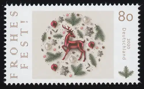 3573 Frohes Fest 2020, nassklebend, ** postfrisch