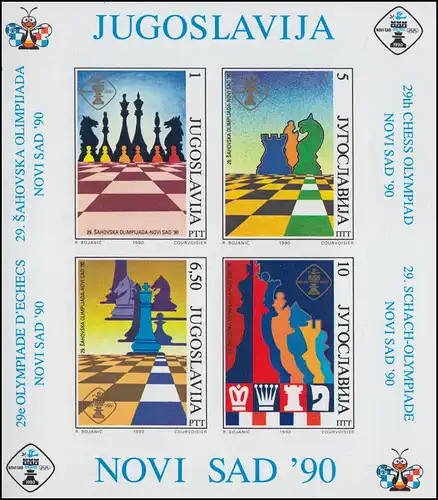 Yougoslavie Bloc 38 Échecs-Olympiades 1990, non-dentelés, ** / MNH