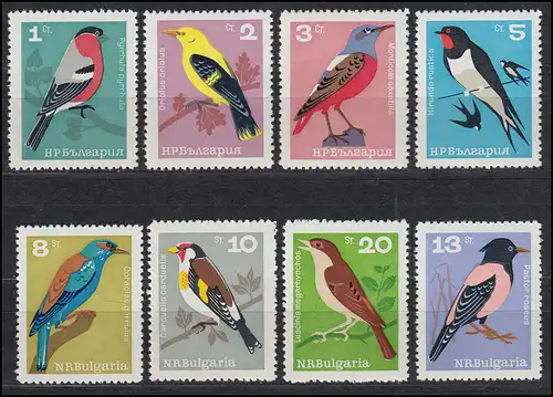 Bulgarie 1529-1536 Oiseaux - oiseaux 1965, 8 valeurs, phrase ** / NPF