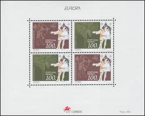 Portugal-Madeira Block 14 Union européenne CEPT Découvertes et inventions **/MNH