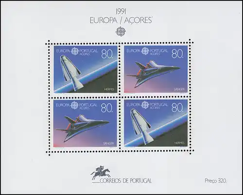 Portugal-Azoren Block 12 Europaunion CEPT Europäische Weltraumfahrt, ** / MNH
