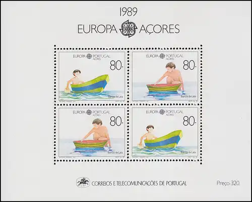 Portugal-Açores Bloc 10 Union européenne CEPT Jeux pour enfants 1989, ** / MNH