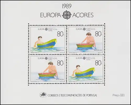 Portugal-Azoren Block 10 Europaunion CEPT Kinderspiele 1989, ** / MNH