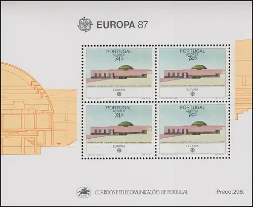 Portugal-Azoren Block 8 Europaunion CEPT Moderne Architektur 1987, ** / MNH