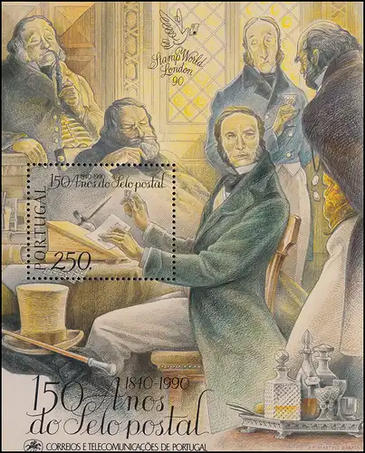 Portugal Block 72 150 Jahre Briefmarken Rowland Hill 1990, ** / MNH