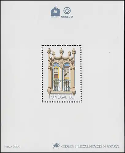 Portugal bloc 58 Biens culturels de l'UNESCO: Ville d'Evora 1988, ** / MNH