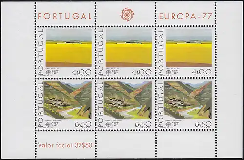 Portugal bloc 20 Union européenne CEPT Paysages 1977, ** / MNH