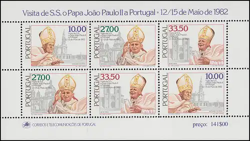 Portugal Bloc 36 Visite du Pape Jean Paul II, ** / MNH