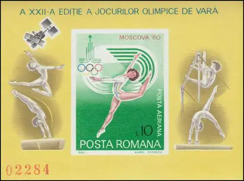 Roumanie Block 172 Olympia Moscou 1980: Tournois d'art, ** / MNH