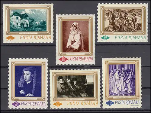 Roumanie 2519-2524 peintures de l'agalarie de la nation Bucarest 1966, phrase ** / MNH