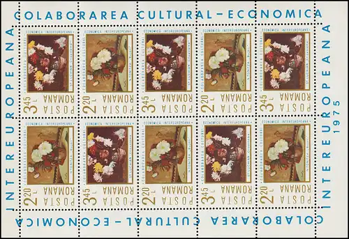 Rumänien 3258-3259 INTEREUROPA 1975 - Kleinbogen ** / MNH