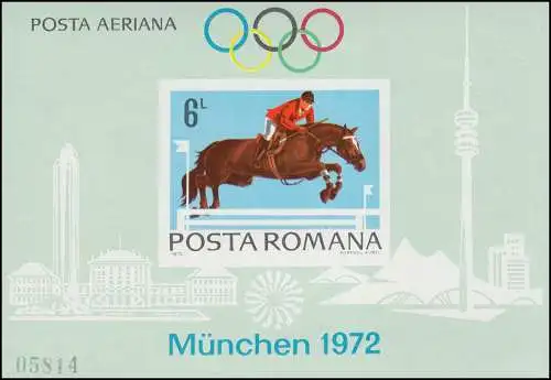 Rumänien Block 94 Olympia München 1972: Springreiter, ** / MNH