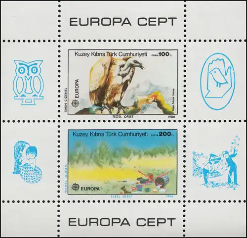 Zypern (türkisch) Block 5 Europaunion CEPT Natur- und Umweltschutz, ** / MNH