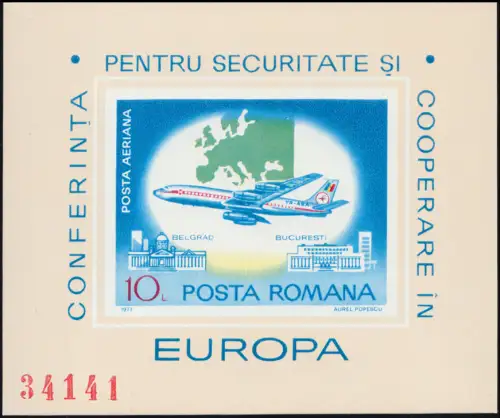 Roumanie Bloc 144 Conférence CSCE de Belgrade 1977, ** / MNH