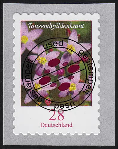 3094 Blume Tausendgüldenkraut 28 Cent, SELBSTKLEBEND, O