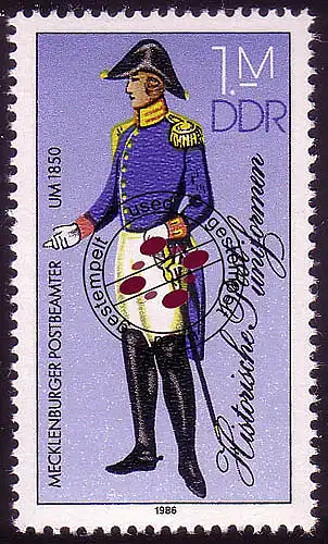 3000 uniformes postaux historiques 100 Pf O Tamponnés