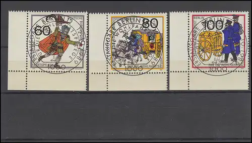 852-854 Postbeförderung 1989: Ecken unten links, Satz zentrische ESSt BERLIN
