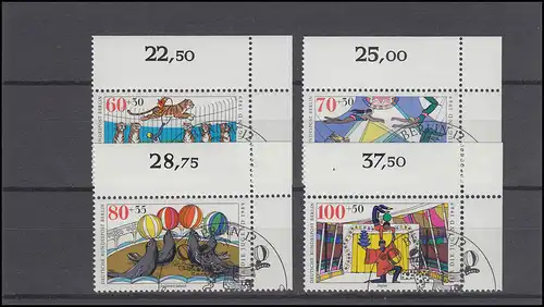 838-841 Jugend Zirkus 1989: Ecken oben rechts, Satz mit ESSt BRERLIN