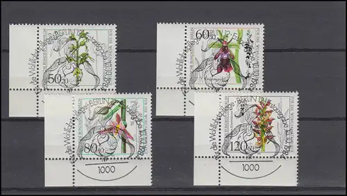 724-727 Wofa Orchideen 1984: Satz Ecken unten links, ESSt BERLIN