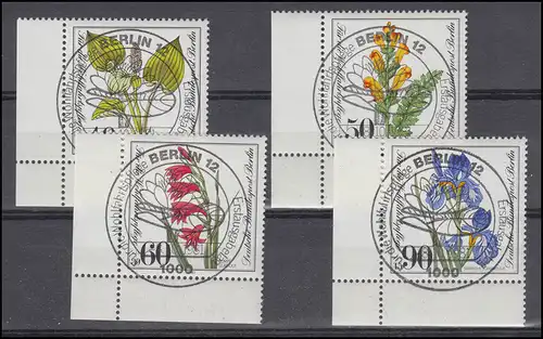 650-653 Wofo Gefährdete Pflanzen 1981: Ecken unten links, Satz mit ESSt BERLIN