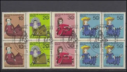 322-325 Wofa Puppen 1968: Viererblock-Satz zentrische ESSt BERLIN 3.10.68