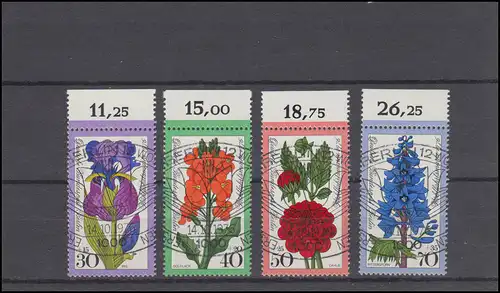 524-527 Wofa Gartenblumen 1976, Oberrand-Satz mit ESSt Berlin