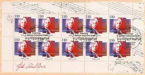 2126 Johann Sebastian Bach - 10er-Bogen auf Kartonvorlage, ESST
