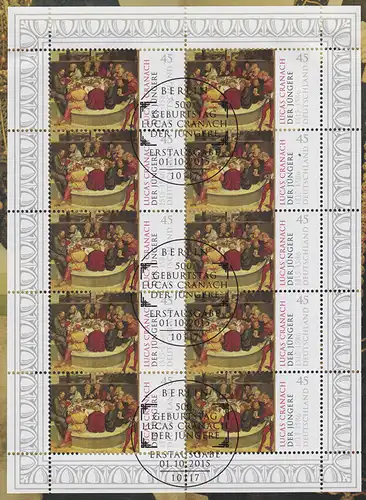 3181 Lucas Cranach der Jüngere - 10er-Bogen auf Kartonvorlage, ESST