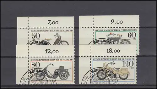 694-697 Jugend Historische Motorräder 1983: Satz Ecken oben links, ESSt BERLIN