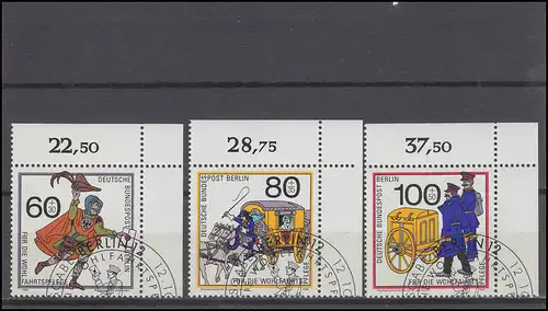 852-854 Transport postal 1989: coins en haut à droite, ensemble avec ESSt BERLIN