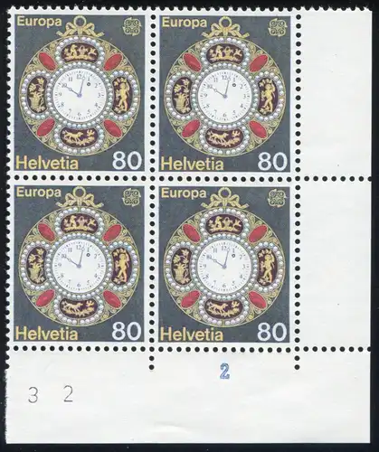 1074II Union européenne CEPT 80 C. ER-Vbl. avec 2 fois PLF II tache rouge dans la 0, **