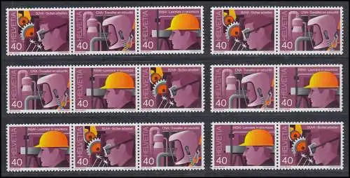 1134-1136 Sicherheit am Arbeitsplatz: 12 verschiedene Zusammendrucke, Set **/MNH