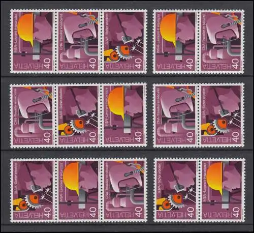 1134-1136 Sicherheit am Arbeitsplatz: 12 verschiedene Zusammendrucke, Set **/MNH