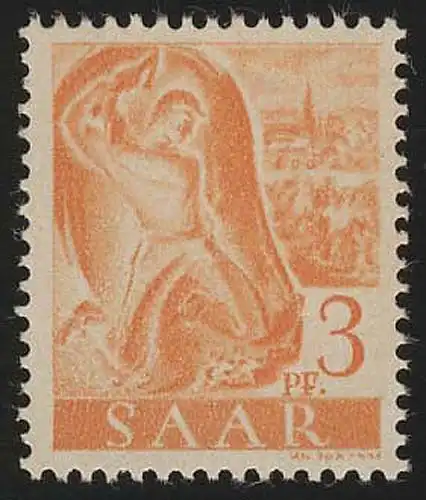 Saarland 207Z Freimarke 3 Pf., ohne Wasserzeichen, **