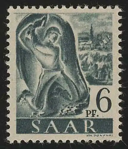 Sarre 208Z france 6 pf., sans filigrane, **