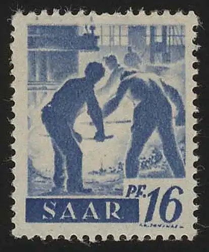 Sarre 213Z france 16 pf., sans filigrane, **