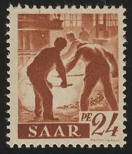 Sarre 215Z marque libre 24 pf., sans filigrane, **