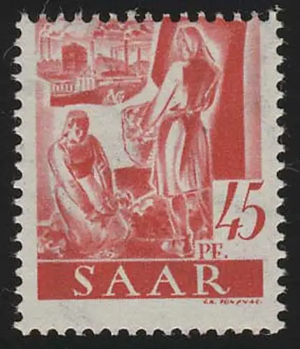 Sarre 219Z marque libre 45 pf., sans filigrane, **