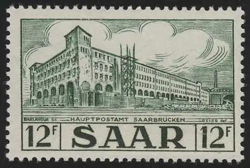 Saarland 326 Freimarke 12 Fr, postfrisch **