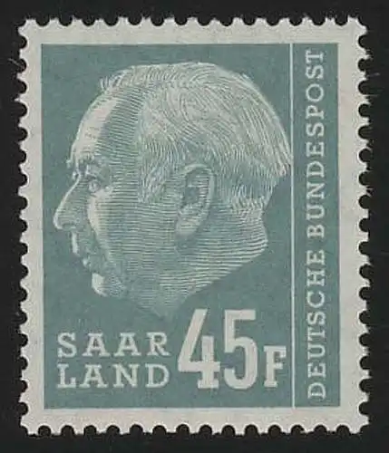 Saarland 421 Heuss 45 Fr 1957, **