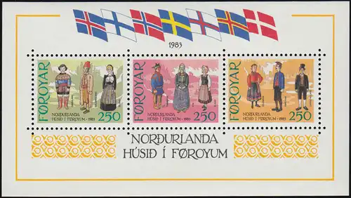 Danemark-Färöer Block 1 Inauguration de la nouvelle Maison culturelle 1983 ** / MNH