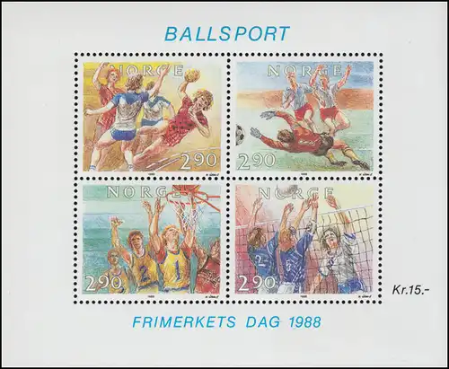 Norwegen Block 10 Tag der Briefmarke 1988 - Ballsport, ** / MNH