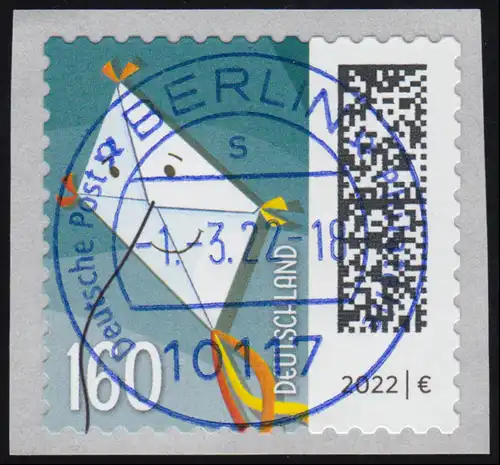 3654III Welt der Briefe Briefdrachen 160 Cent, sk aus 100er-Rolle, ET-O Berlin