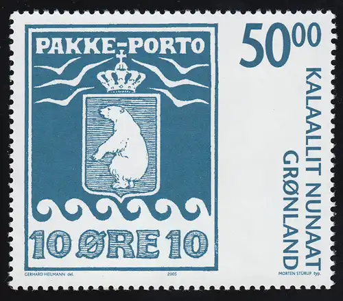 Groenland 449 100 ans timbres Groenland 2005: timbre-paquet ** / MNH