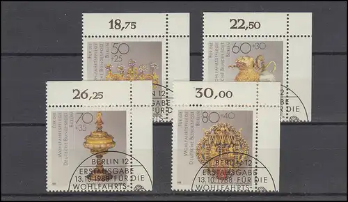 818-821 Gold- und Silberschmiedekunst 1988: Satz Ecken oben rechts, ESSt BERLIN